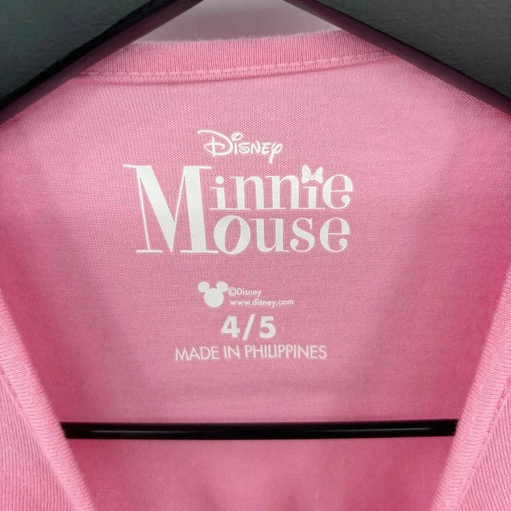 Disney Minnie Mouse Dress Size 4/5 Girls Pink Flutter Sleeve Floral Eyelet Boho